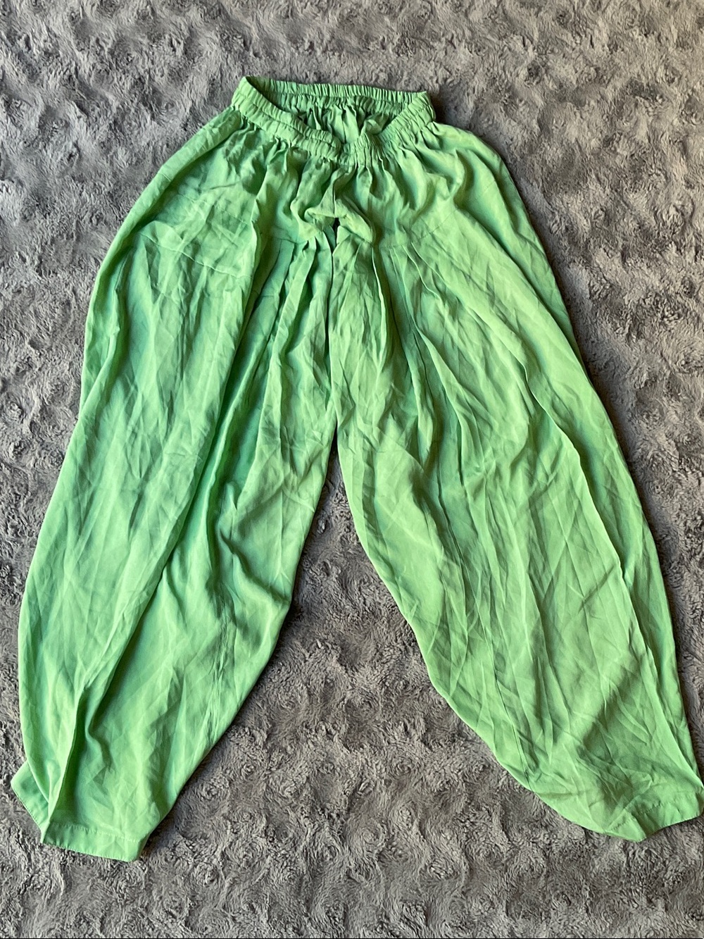 Light Green Elastic Waist Relaxed Trousers Hammer style / Kurta pants